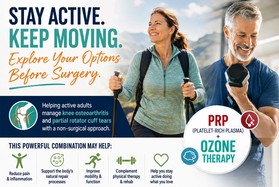 PRP with Ozone for Partial Rotator Cuff Tears and Knee Osteoarthritis